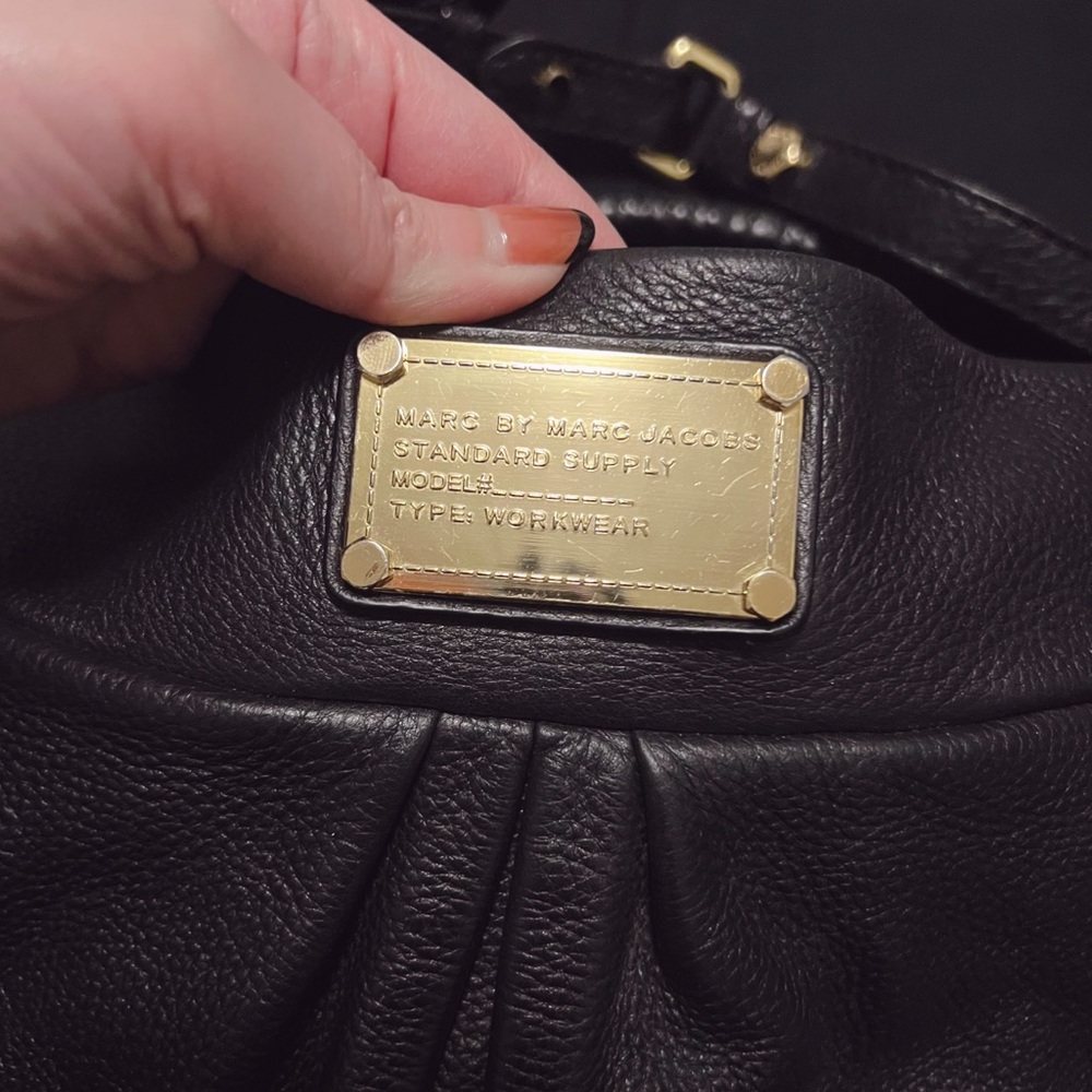 Marc Jacobs Black Leather Hobo Bag Purse Crossbody Shoulder - Picture 7 of 15